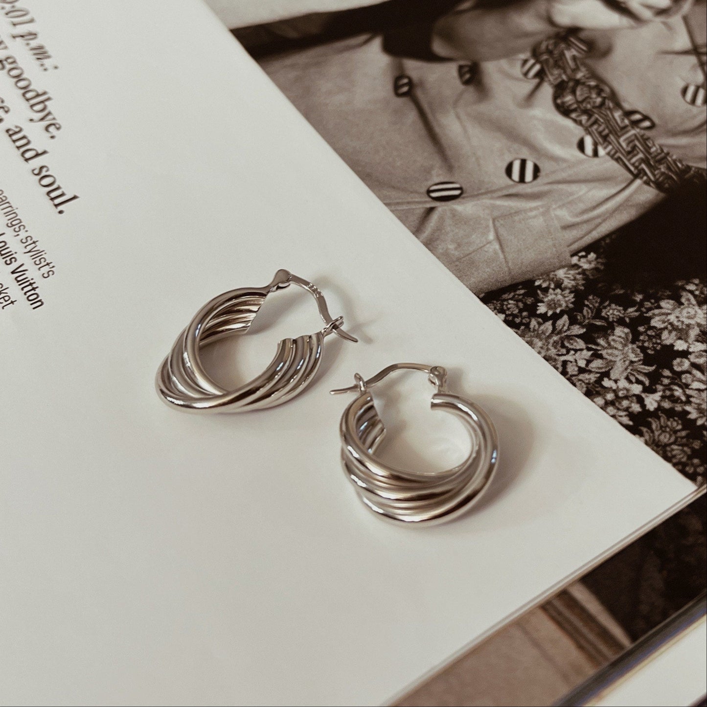 Multi layered hoops, gold vintage style earrings, gold sterling silver earrings - ASH MOLLIE STUDIO