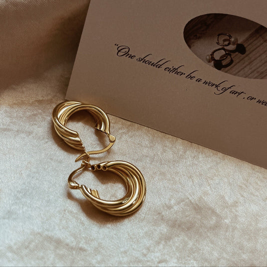 Multi layered hoops, gold vintage style earrings, gold sterling silver earrings - ASH MOLLIE STUDIO