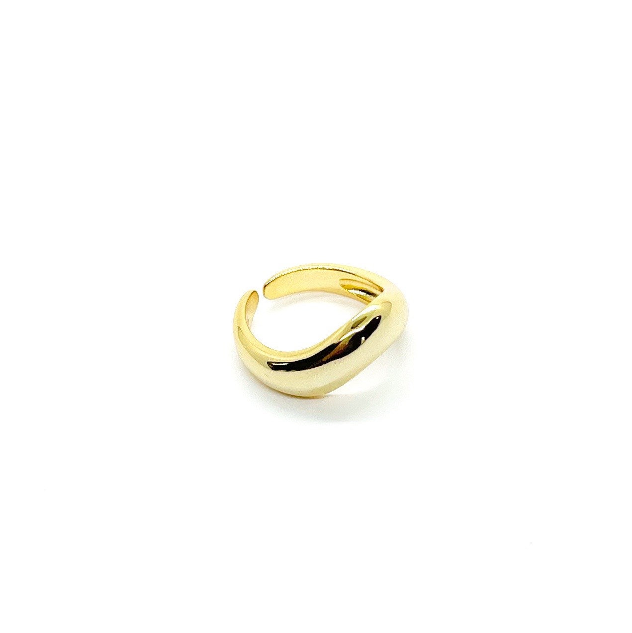 Adjustable gold plated statement wave ring
