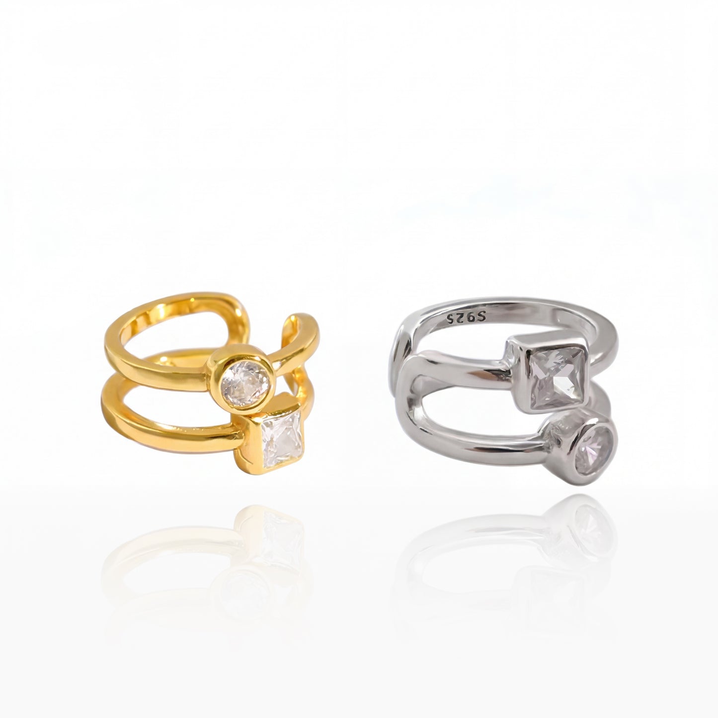 EVE Gold Ear Cuff with Stones – Minimalist Crystal No Piercing Jewelry | Ash Mollie Studio - ASH MOLLIE STUDIO
