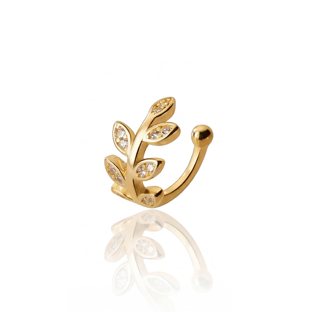 IVY Gold Leaf Ear Cuff – Nature Inspired Minimalist No Piercing Jewelry | Ash Mollie Studio - ASH MOLLIE STUDIO