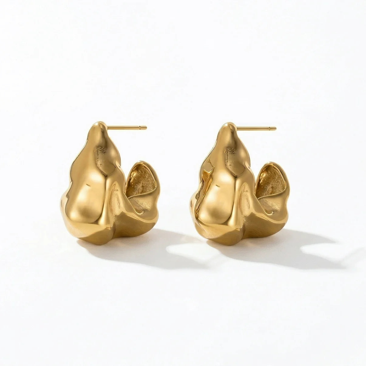 DEVI Uneven Wavy Earrings – Sculptural Statement Stud Earrings - ASH MOLLIE STUDIO