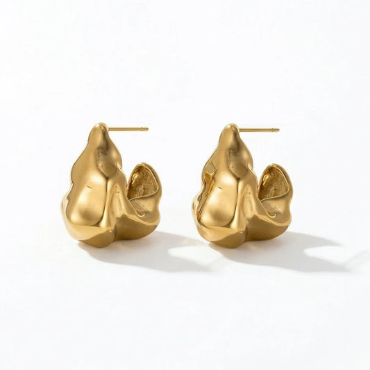 DEVI Uneven Wavy Earrings – Sculptural Statement Stud Earrings
